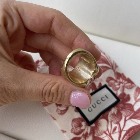 NEW Vintage Gucci Brass Pyramid Purple Stone Amethyst Ring Size M - Picture 3 of 6